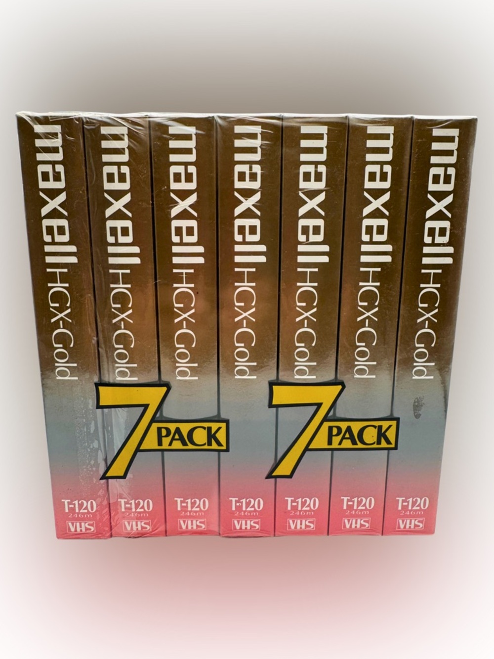 Vintage Maxell HGX-Gold T-120 VHS Tapes 7 Pack New Sealed Premium High Grade